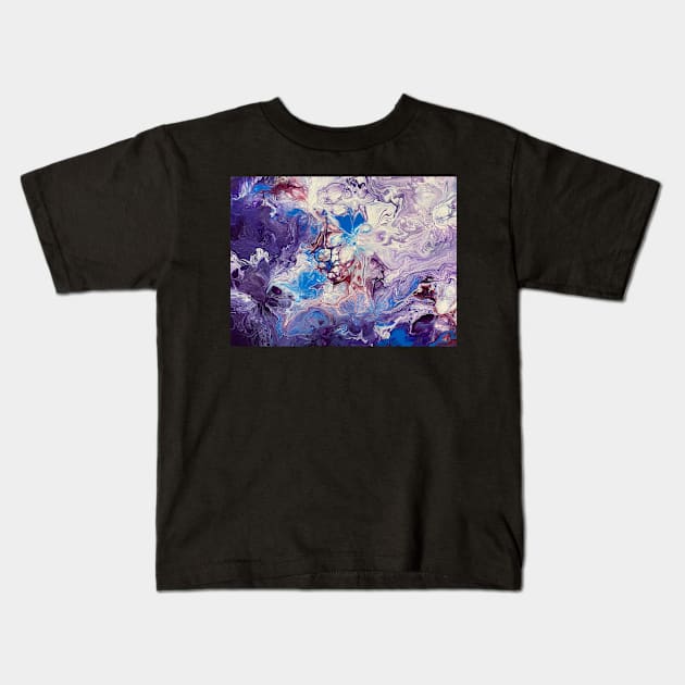 Purple Pour Painting Kids T-Shirt by DentistArt2022